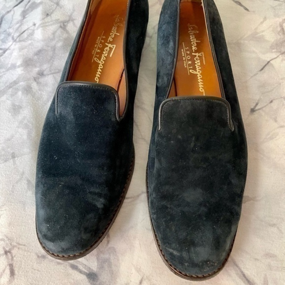 Salvatore Ferragamo Black Suede Loafers